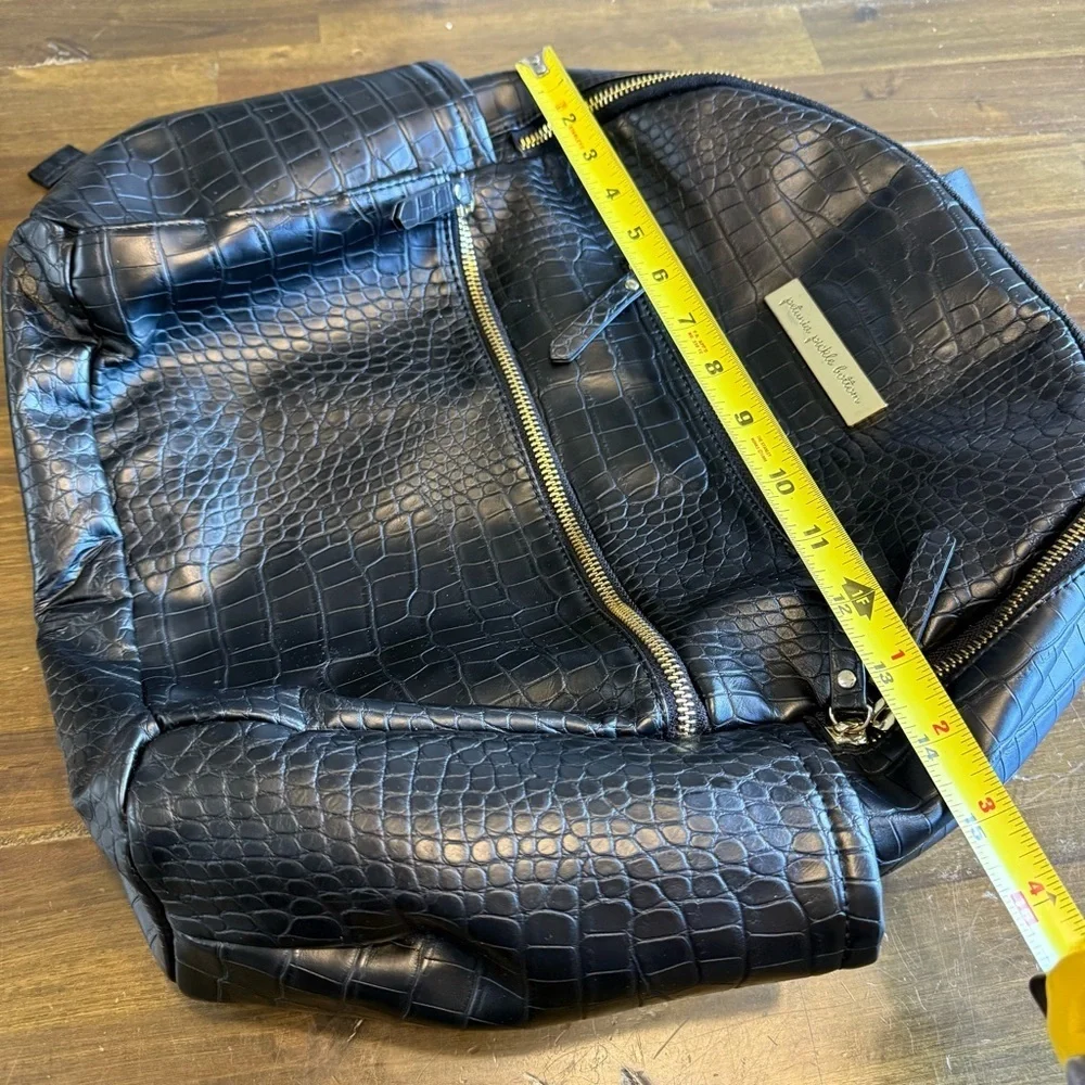 Petunia Pickle Bottom Black Faux Croc Diaper Bag Backpack Pad Wipes Container